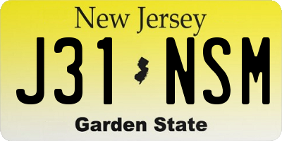 NJ license plate J31NSM