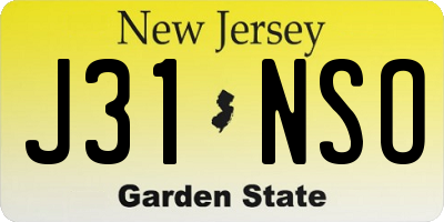 NJ license plate J31NSO