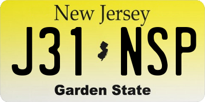 NJ license plate J31NSP