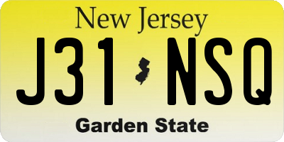 NJ license plate J31NSQ