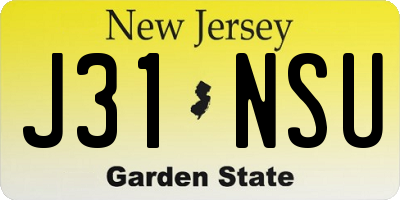 NJ license plate J31NSU