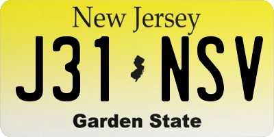 NJ license plate J31NSV