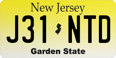NJ license plate J31NTD