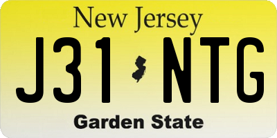 NJ license plate J31NTG
