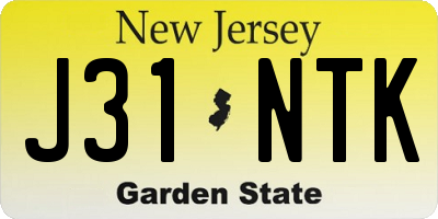 NJ license plate J31NTK