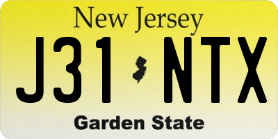 NJ license plate J31NTX