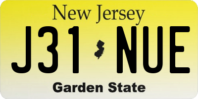 NJ license plate J31NUE