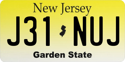 NJ license plate J31NUJ