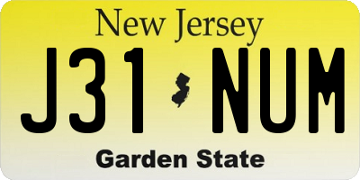 NJ license plate J31NUM