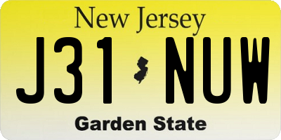 NJ license plate J31NUW