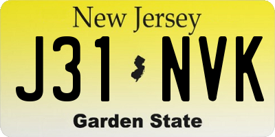 NJ license plate J31NVK