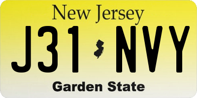 NJ license plate J31NVY
