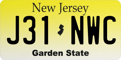 NJ license plate J31NWC