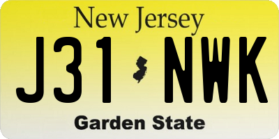 NJ license plate J31NWK