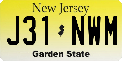 NJ license plate J31NWM