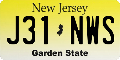 NJ license plate J31NWS