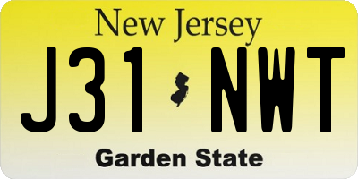 NJ license plate J31NWT