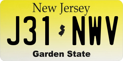 NJ license plate J31NWV
