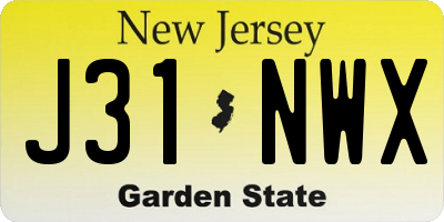 NJ license plate J31NWX
