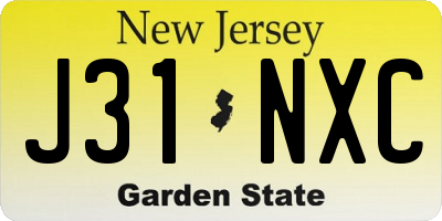 NJ license plate J31NXC