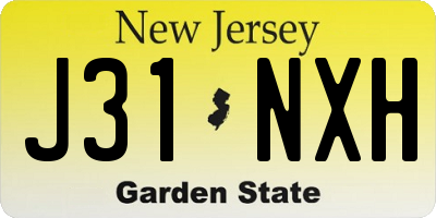 NJ license plate J31NXH