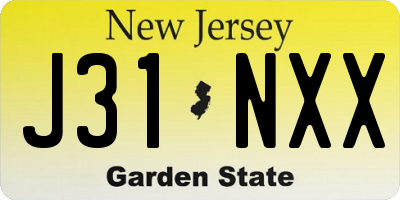 NJ license plate J31NXX