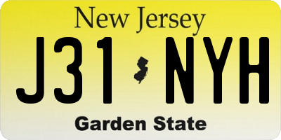 NJ license plate J31NYH