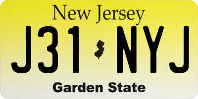 NJ license plate J31NYJ