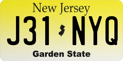 NJ license plate J31NYQ