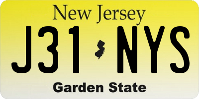 NJ license plate J31NYS