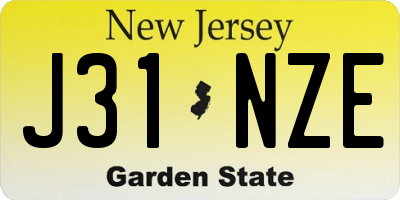NJ license plate J31NZE