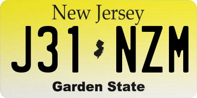 NJ license plate J31NZM