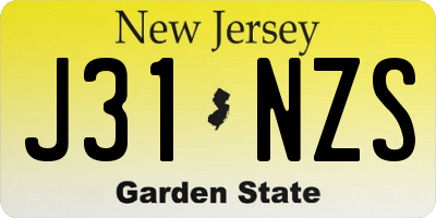 NJ license plate J31NZS