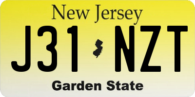 NJ license plate J31NZT
