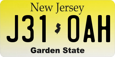 NJ license plate J31OAH