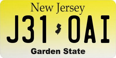 NJ license plate J31OAI