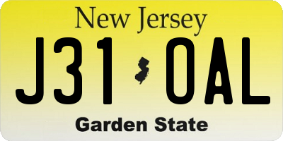 NJ license plate J31OAL
