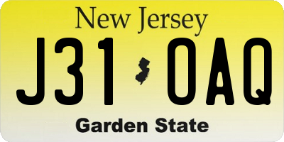 NJ license plate J31OAQ