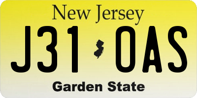 NJ license plate J31OAS