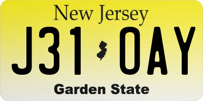 NJ license plate J31OAY