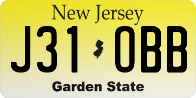 NJ license plate J31OBB