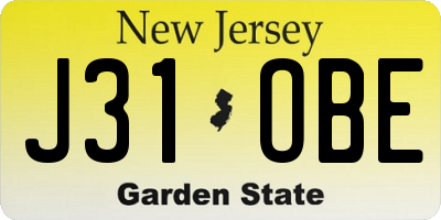 NJ license plate J31OBE