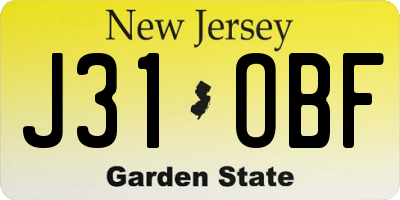 NJ license plate J31OBF
