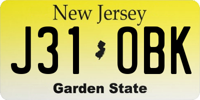NJ license plate J31OBK
