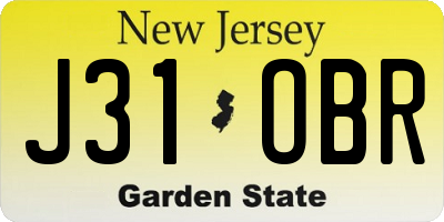 NJ license plate J31OBR