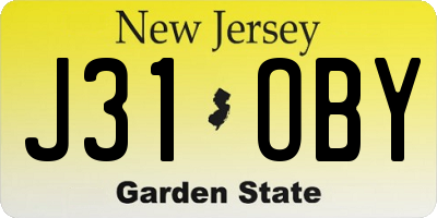 NJ license plate J31OBY