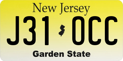 NJ license plate J31OCC