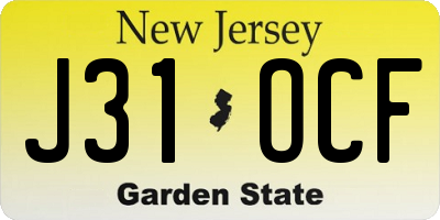 NJ license plate J31OCF