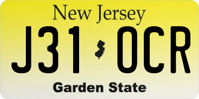 NJ license plate J31OCR