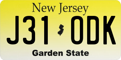 NJ license plate J31ODK
